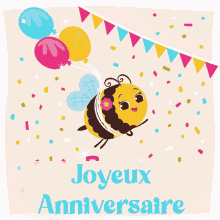 Gif animé joyeux anniversaire abeille